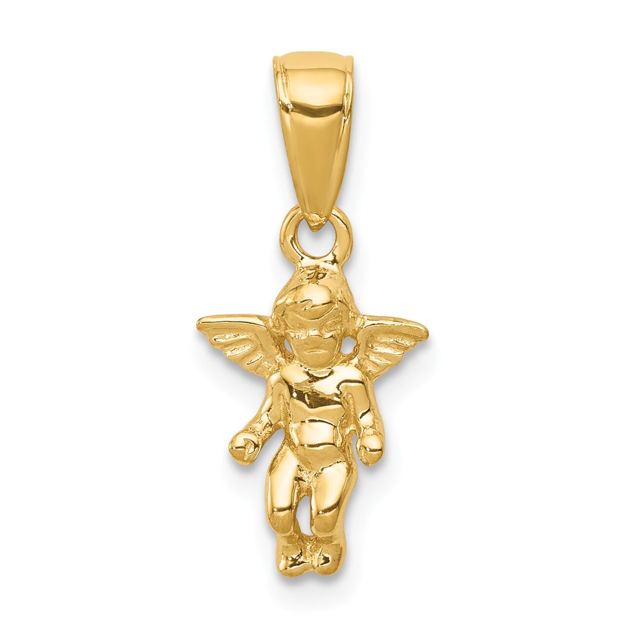 14K Gold Small Guardian Angel Pendant Charm Jewelry 19 x 9 mm
